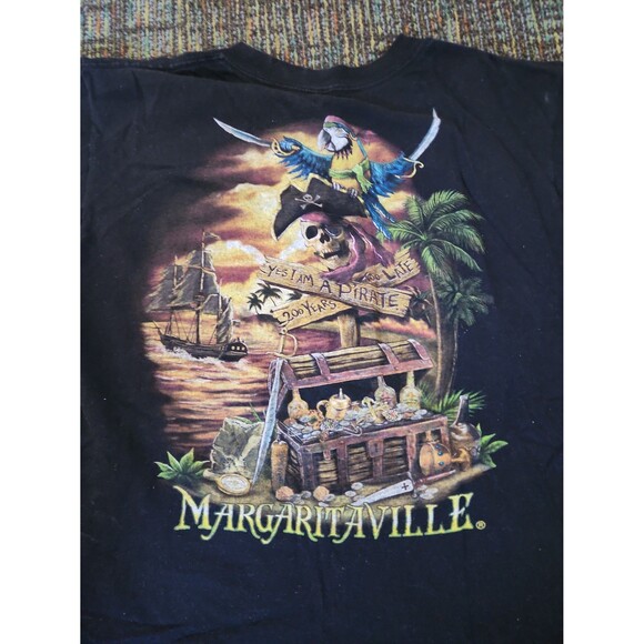 Margaritaville Key West "Yes, I'm a Pirate...200 Years Too Late" Black T-Shirt M - Picture 2 of 5